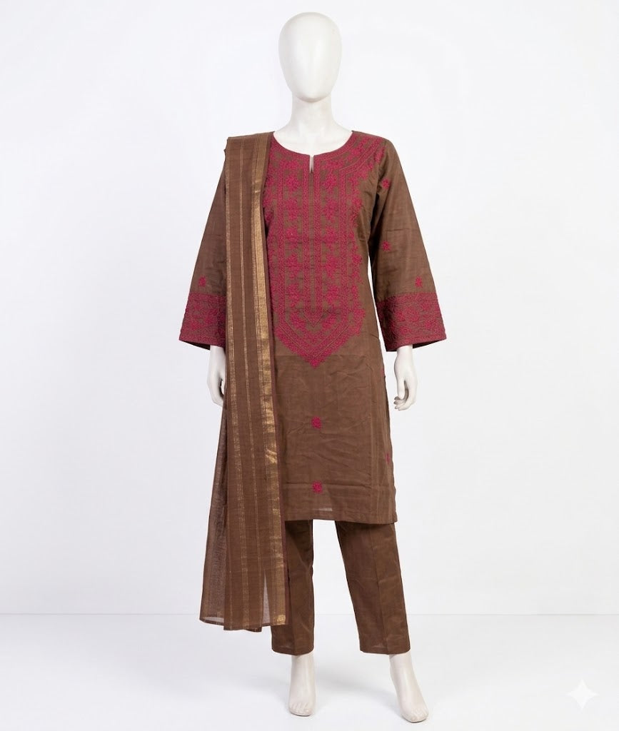 Embroidered Stitched 3 Piece Suit