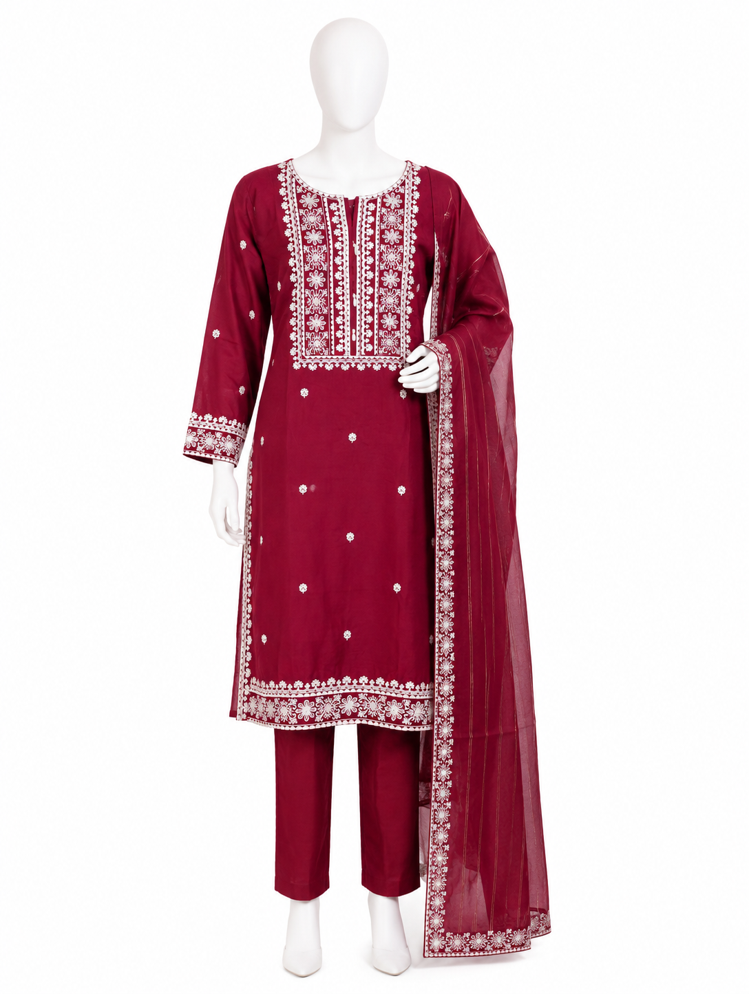 Embroidered Stitched 3 Piece Suit