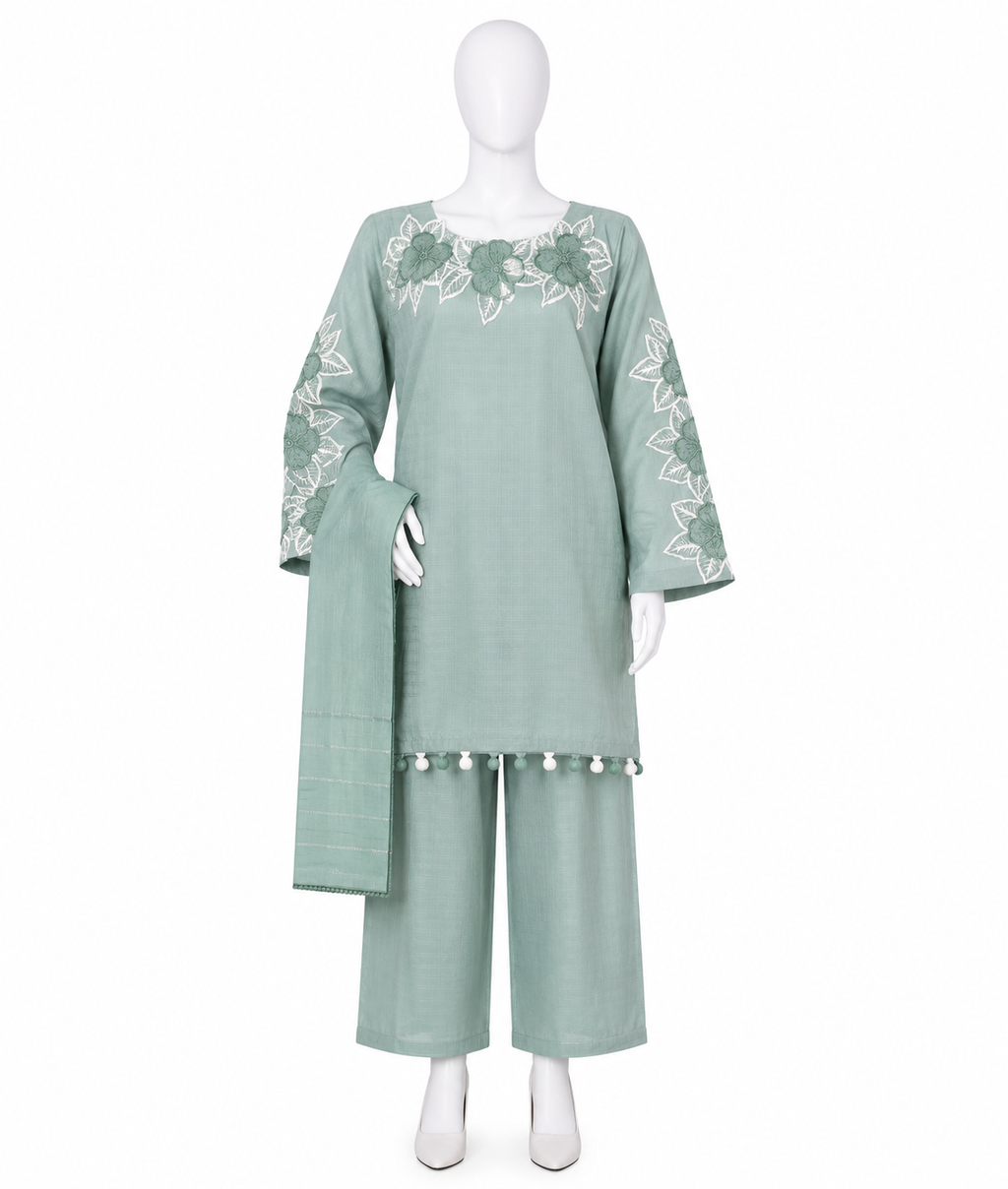 Embroidered Stitched 3 Piece Suit