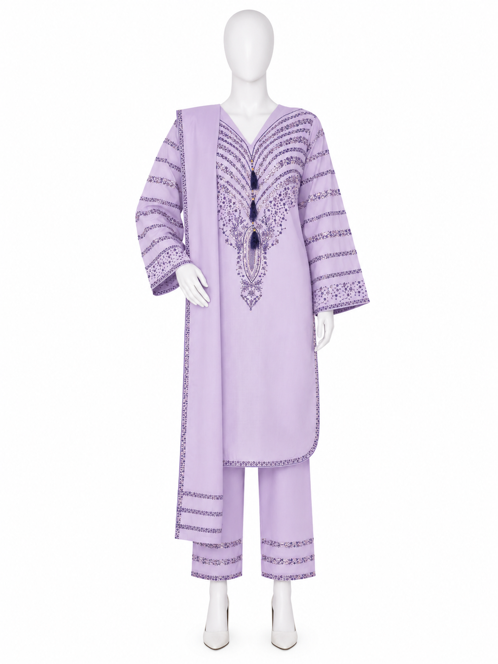 Embroidered Stitched 3 Piece Suit