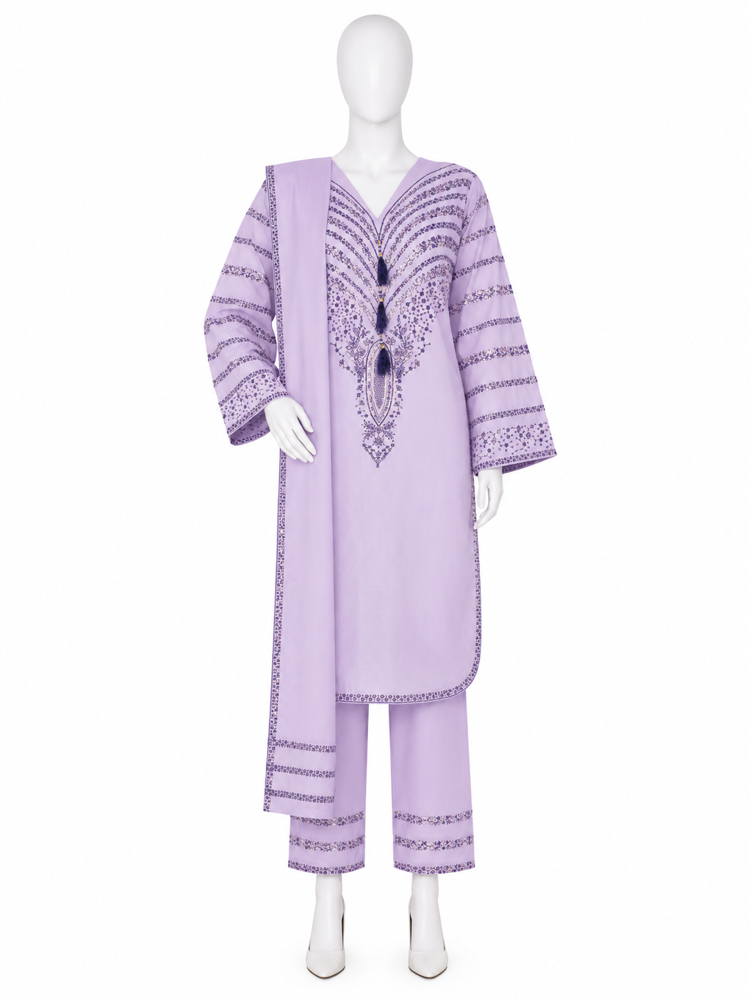 Embroidered Stitched 3 Piece Suit