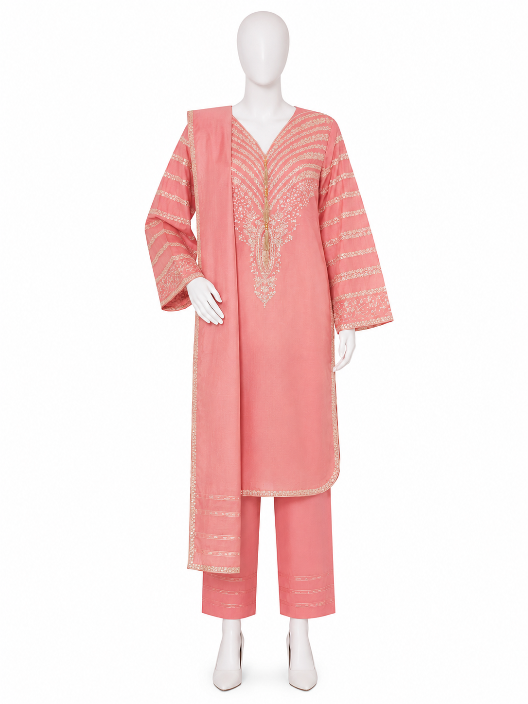 Embroidered Stitched 3 Piece Suit