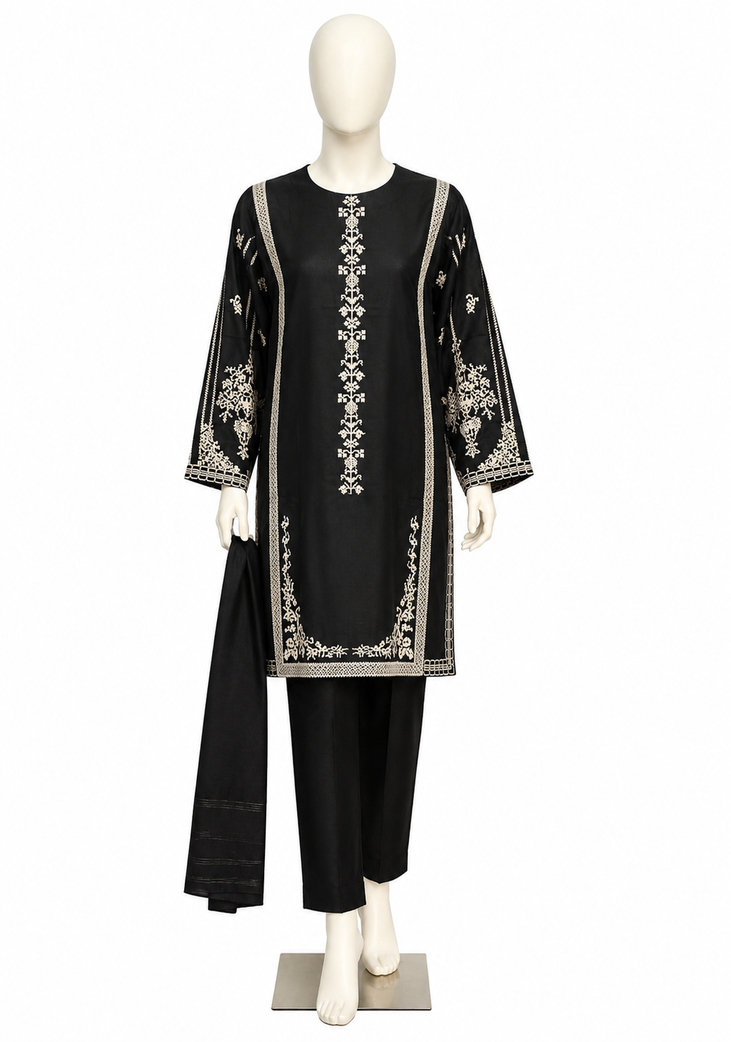 Embroidered Stitched 3 Piece Suit