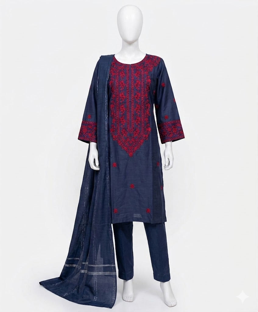 Embroidered Stitched 3 Piece Suit