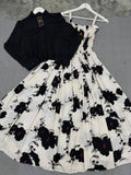 Beautiful Floral Casual Maxi Set flower printed black