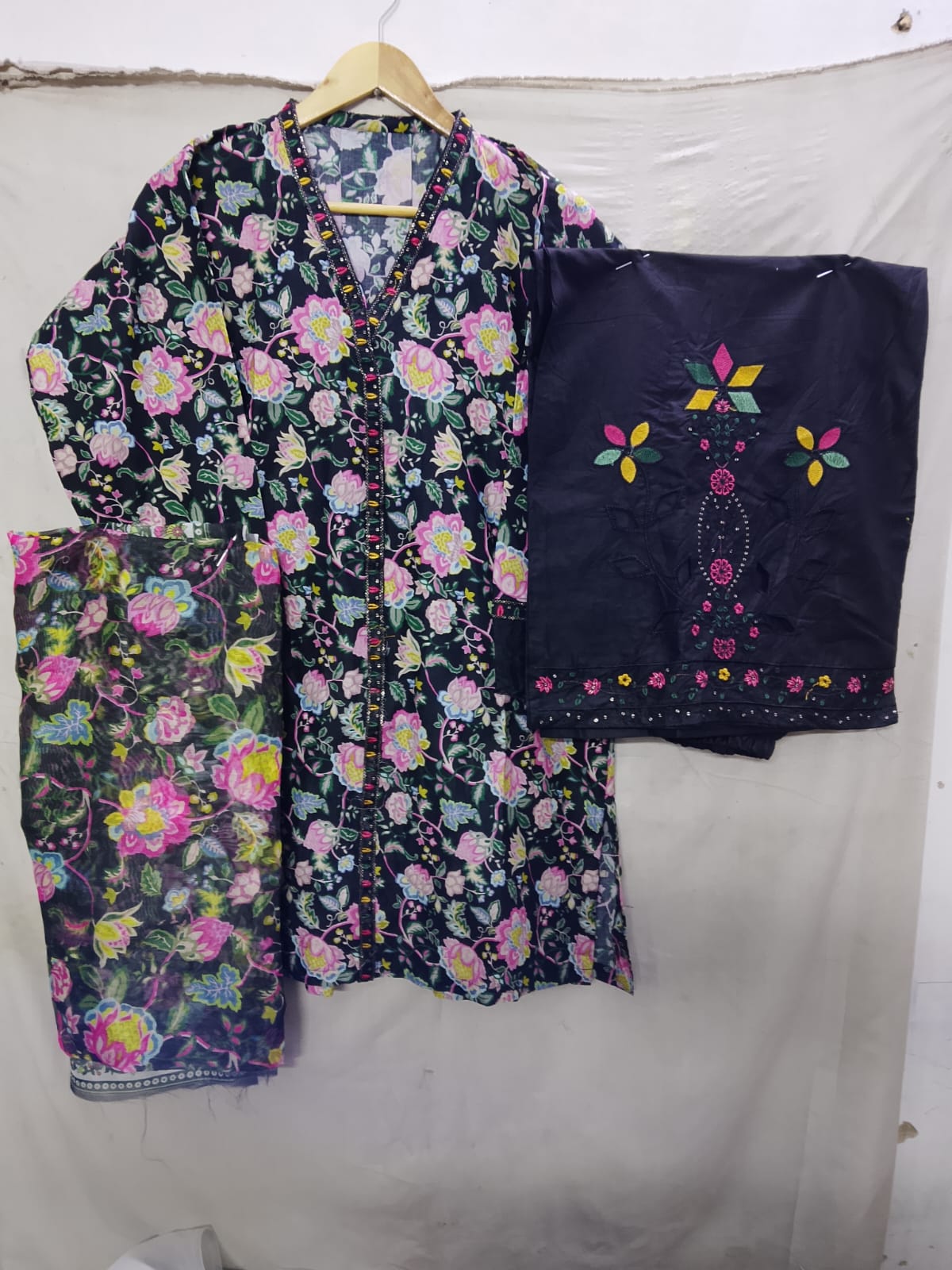 Embroidered Stitched 3 Piece Suit