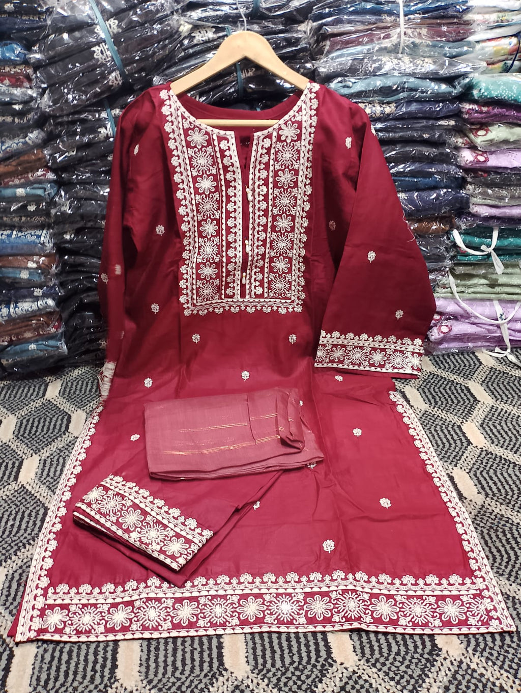 Embroidered Stitched 3 Piece Suit