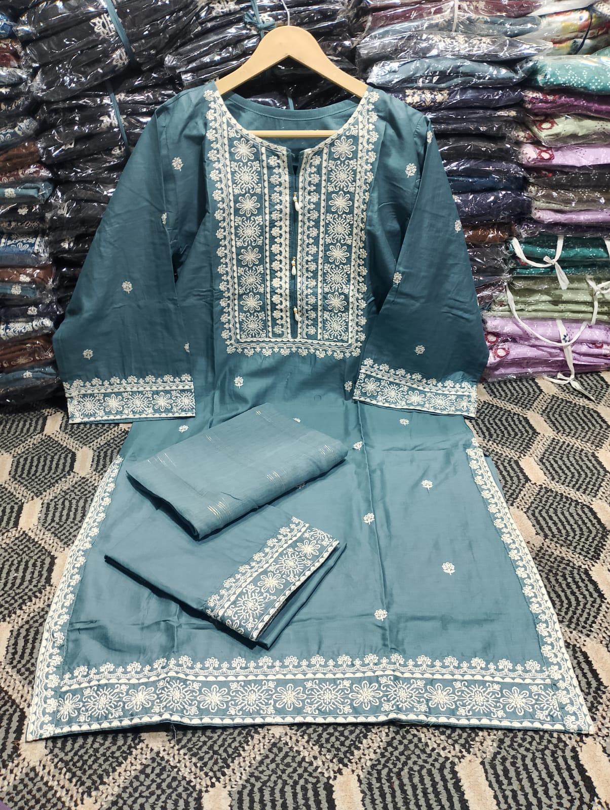 Embroidered Stitched 3 Piece Suit