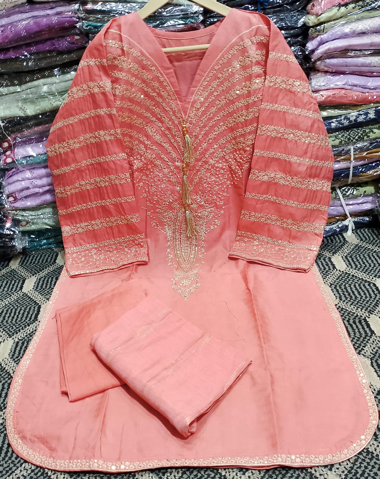 Embroidered Stitched 3 Piece Suit