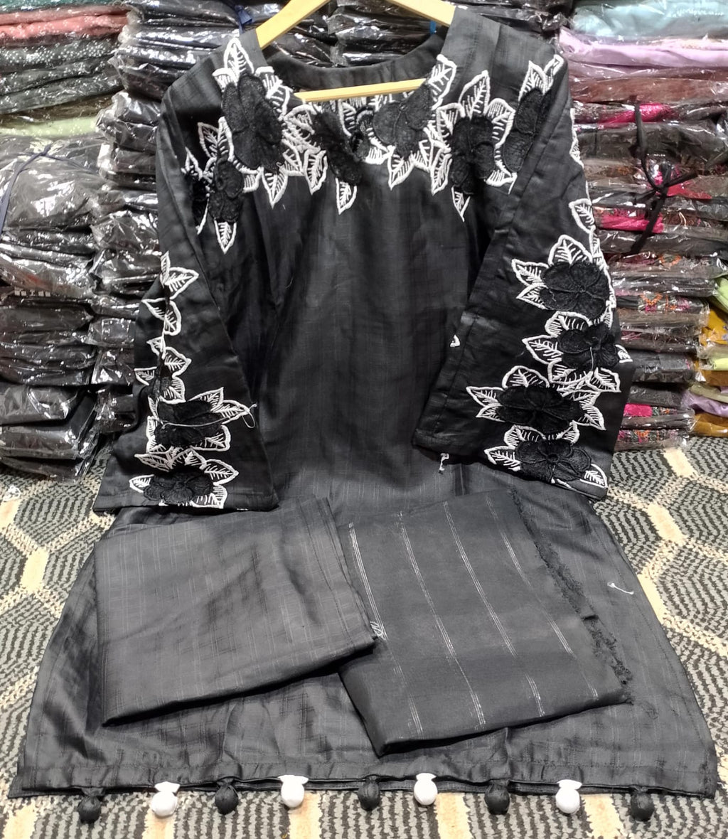Embroidered Stitched 3 Piece Suit