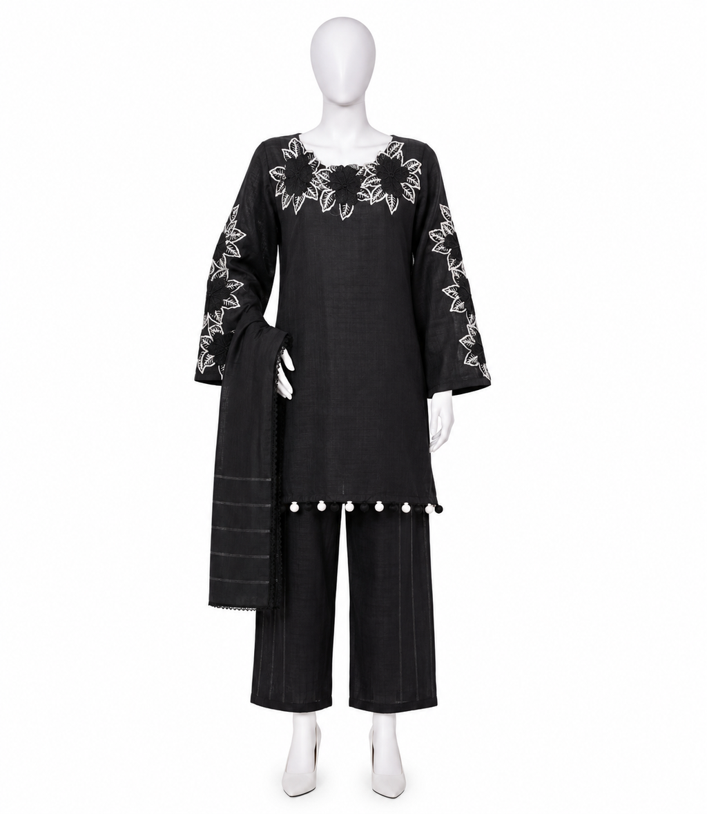 Embroidered Stitched 3 Piece Suit