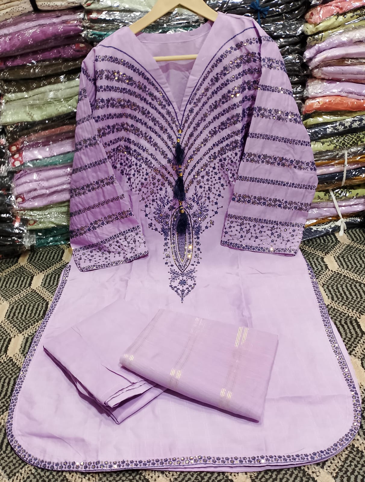Embroidered Stitched 3 Piece Suit