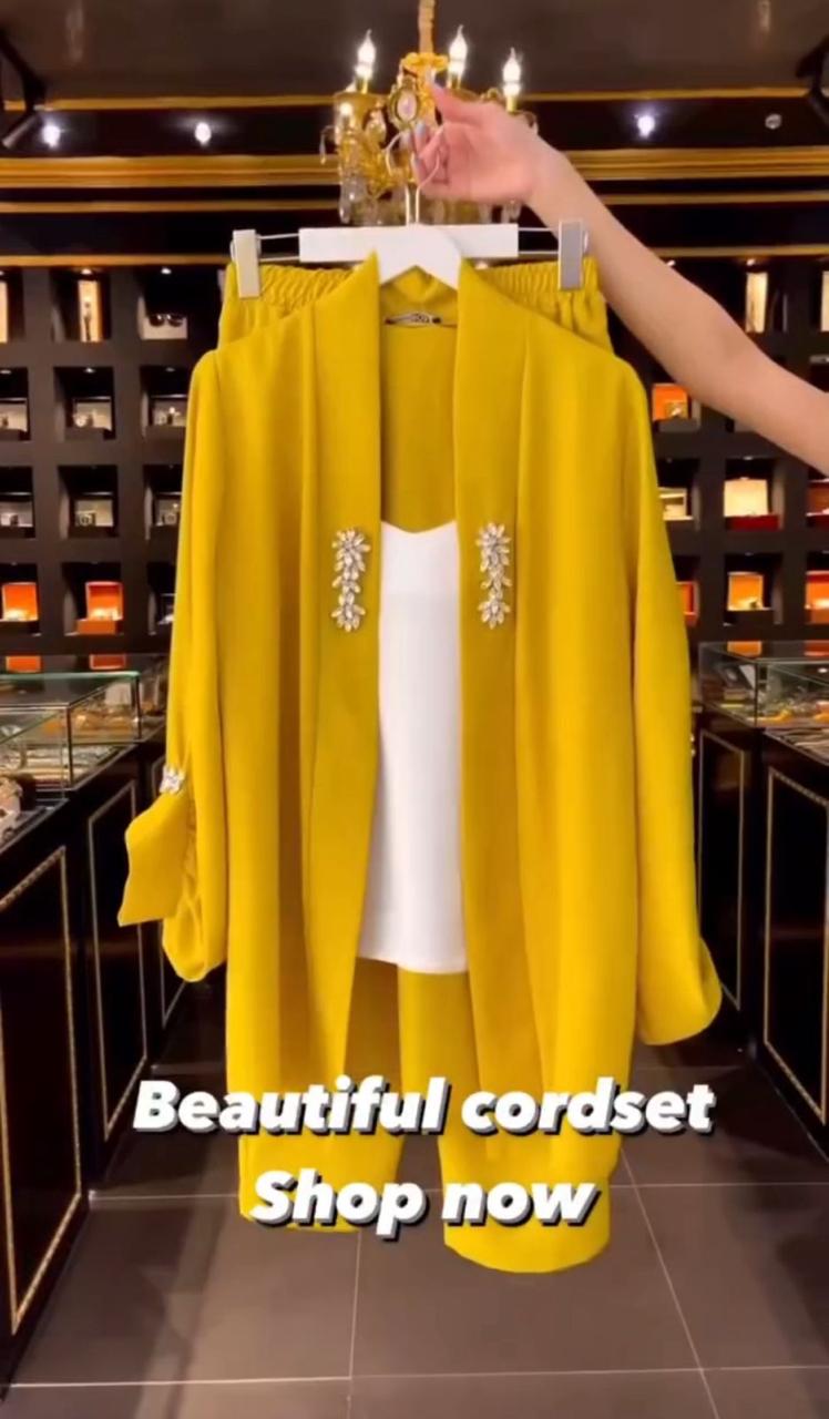 Korean Style 3 Piece Co-Ord Set yellow