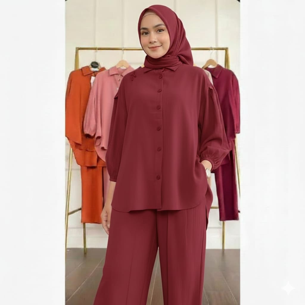 Mustard Elegance 2PC Set Maroon