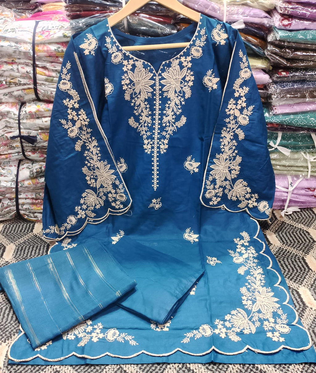 Embroidered Stitched 3 Piece Suit