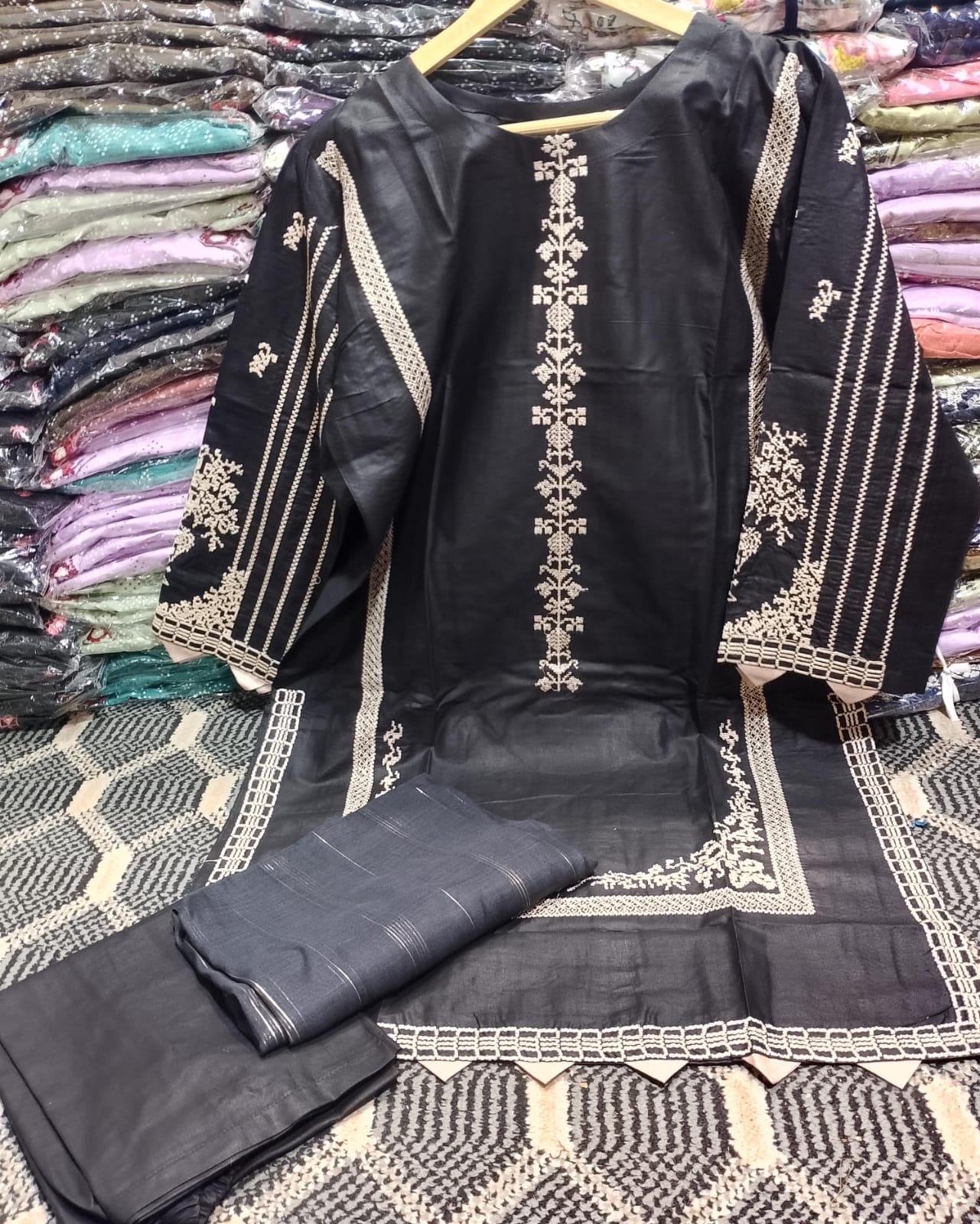 Embroidered Stitched 3 Piece Suit