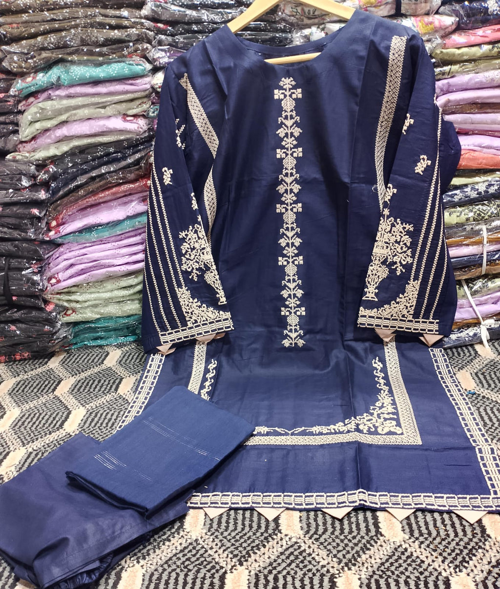 Embroidered Stitched 3 Piece Suit