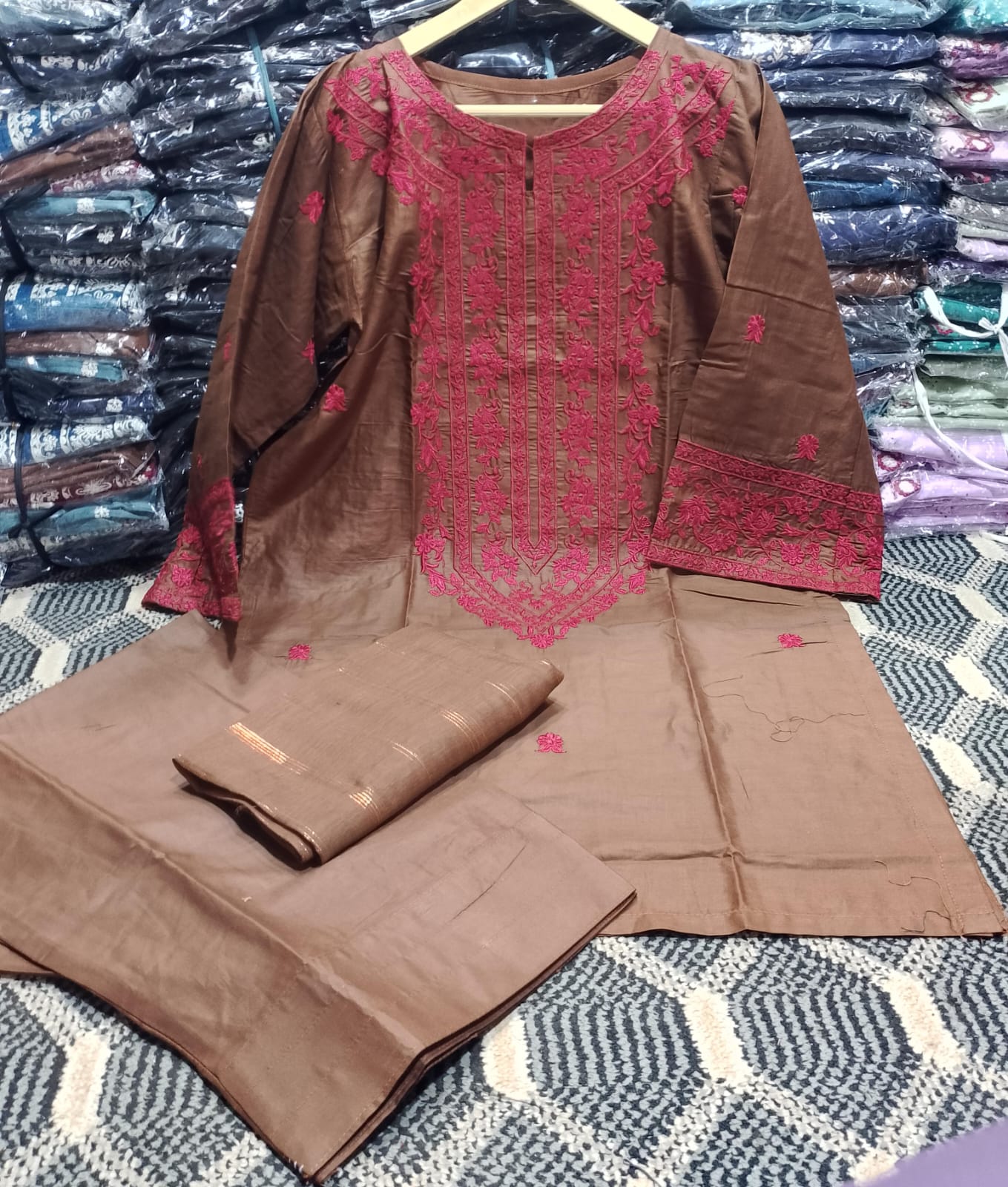 Embroidered Stitched 3 Piece Suit