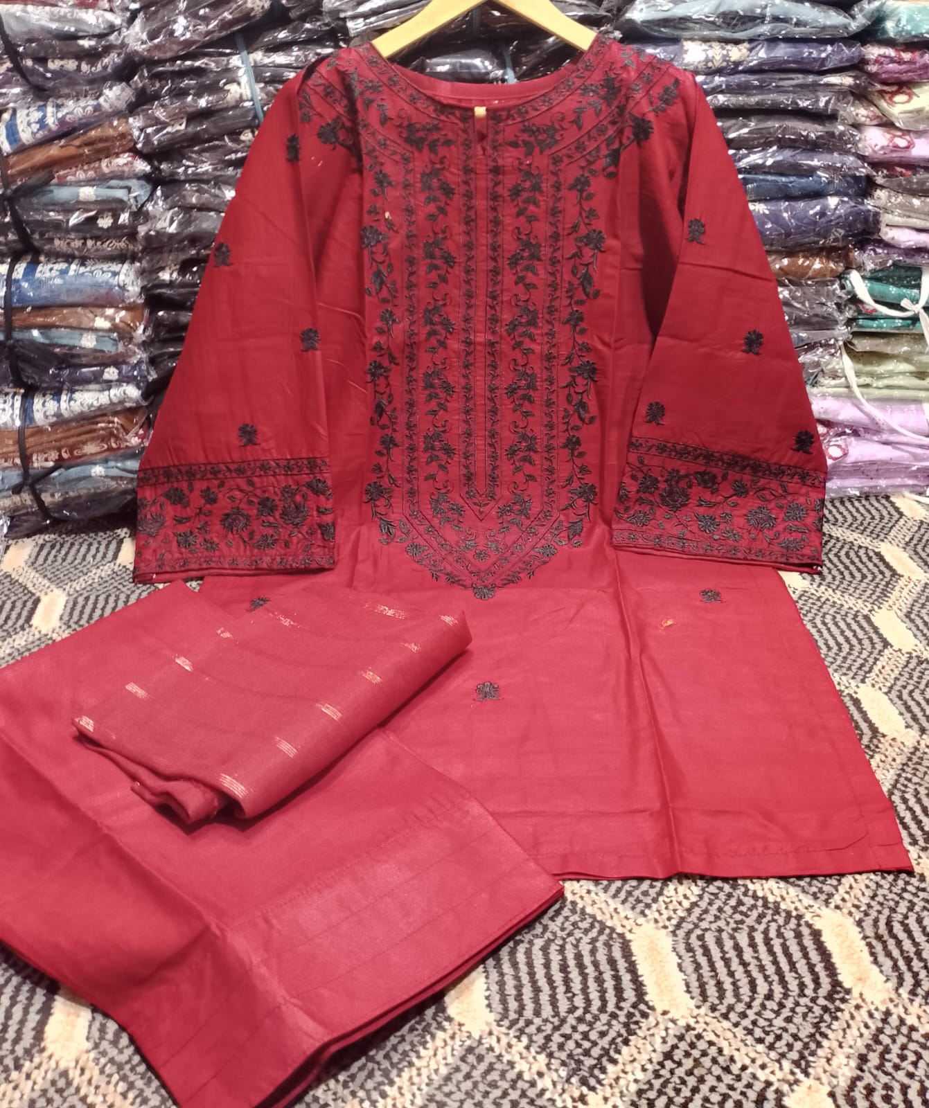 Embroidered Stitched 3 Piece Suit