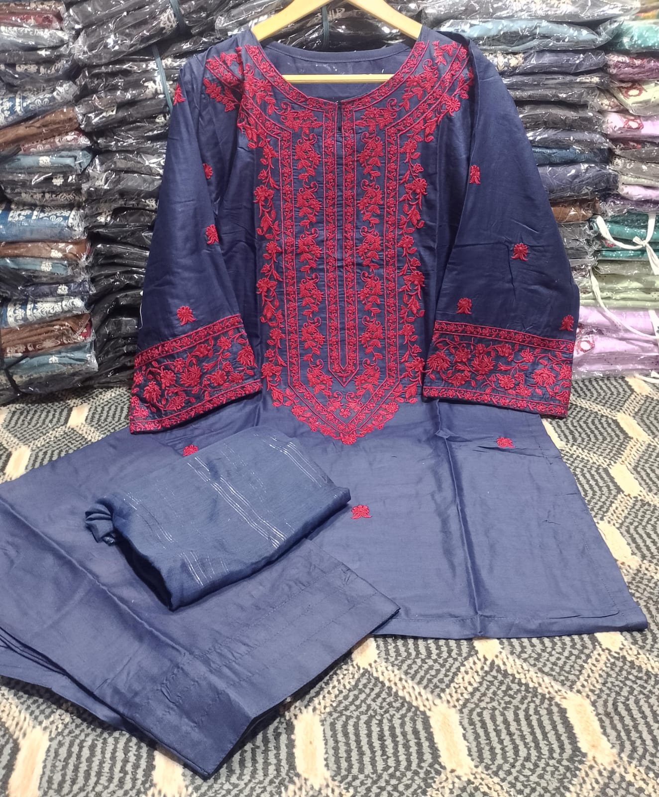 Embroidered Stitched 3 Piece Suit